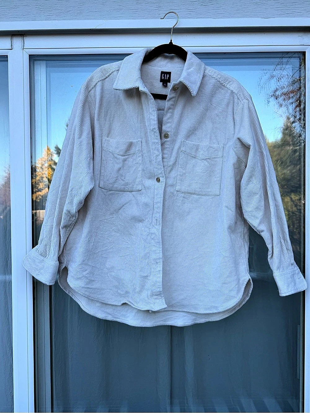 Gap Corduroy Shirt Jacket Textured Button Down Shirt White Medium